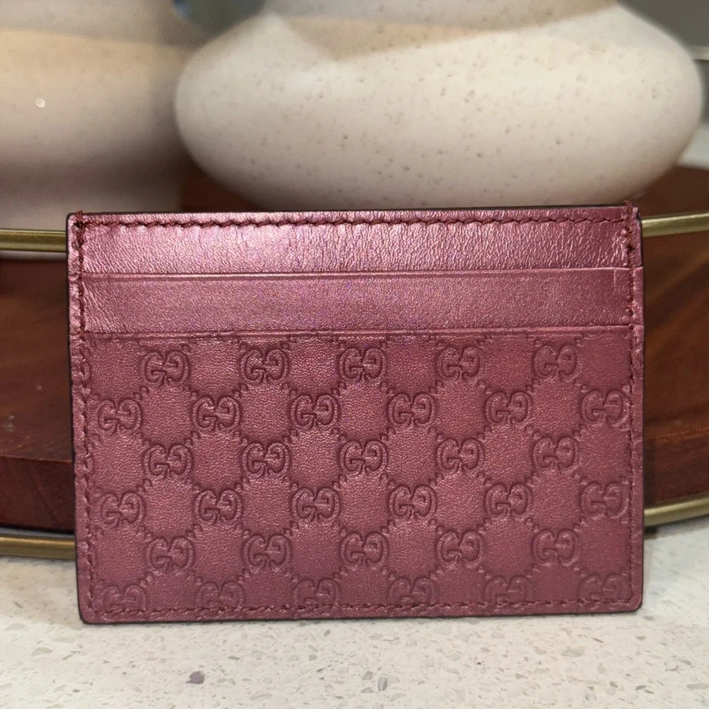 Gucci GG Embossed Leather Card Holder –Pink – w/ Box & COA – Authentic - Picture 4 of 7